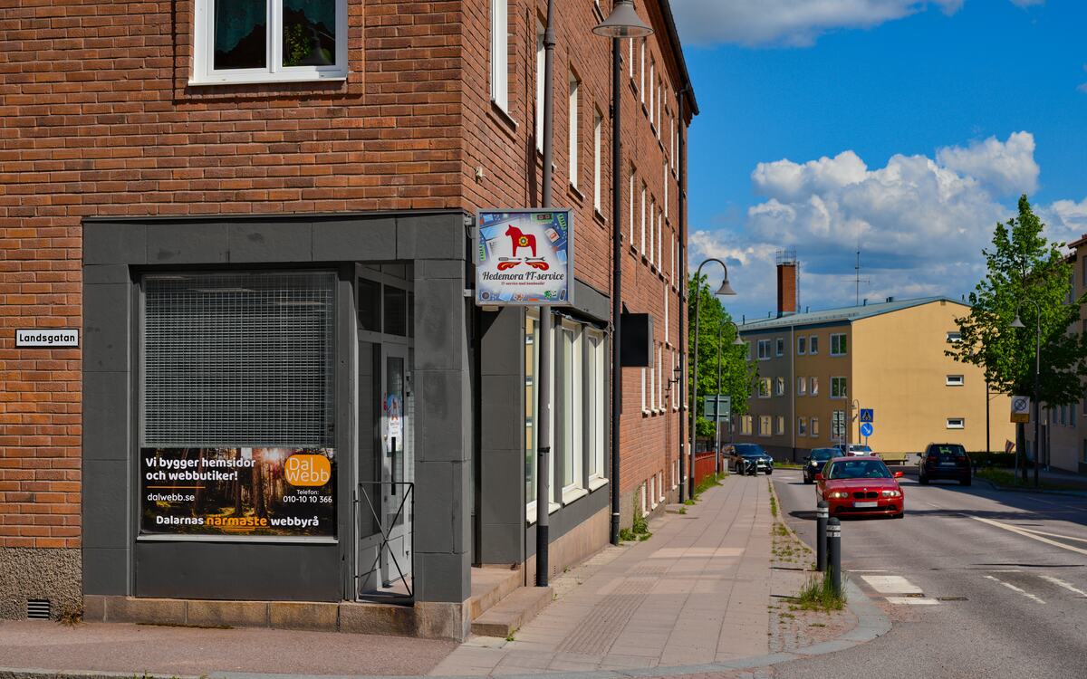 Hedemora IT-services kontor och butik i gathörnet vid Gussarvsgatan i centrala Hedemora