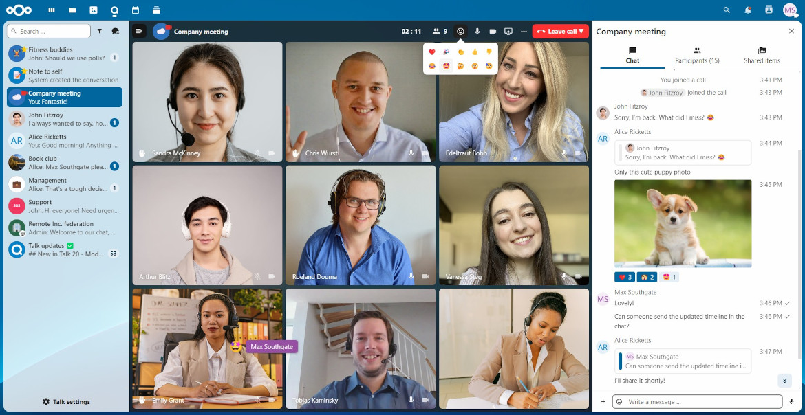 Nextcloud Talk videomöten och samarbete
